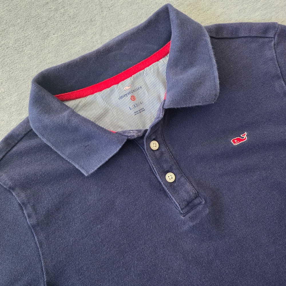 Vineyard Vines for Target Boys Navy Blue Whale Logo Polo Shirt Size Large 12/14